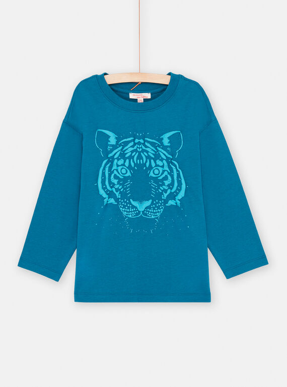 T-Shirt türkis mit Tigermotiv, Jungen SOJOTIEP3 / 23W902G2TMLC217