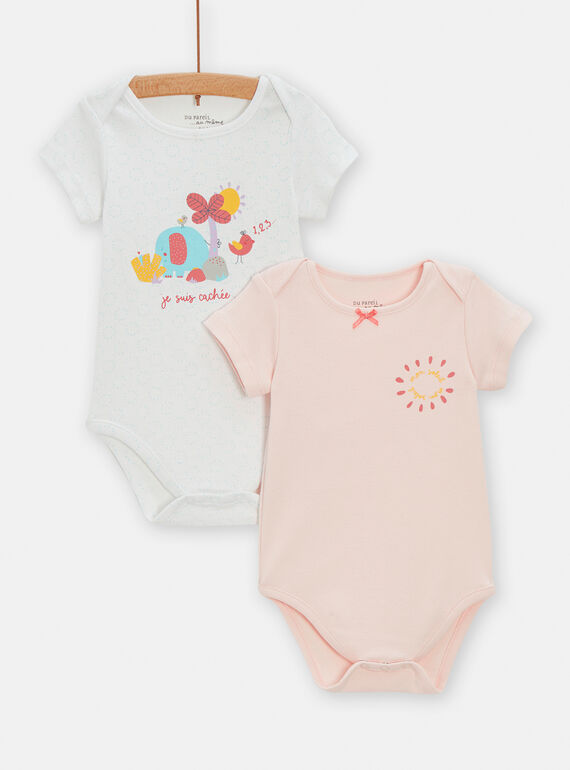 2er-Pack rohweiße und rosafarbene Bodys für Baby-Mädchen TEFIBODCACH / 24SH1373BDL001