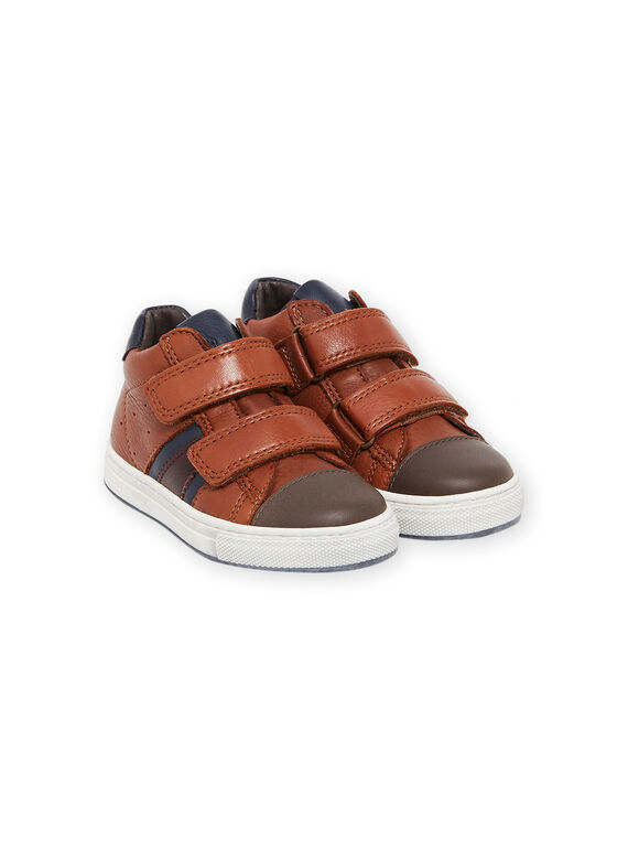 Kamelfarbene Leder-Sneakers für Kind Junge MOBASNEWTAN / 21XK3674D3F804