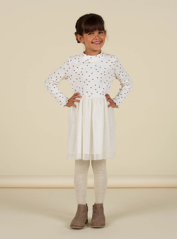 Zweiteiliges Kleid für Mädchen aus geripptem Jersey und Tüll MAHIROB2 / 21W901U1ROB006