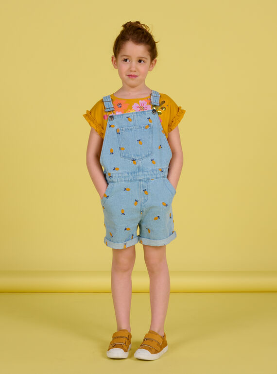 Kurzer Overall aus hellem Denim mit Zitronenmuster für Kinder Mädchen NAHOSAC / 22S901T1SACP272
