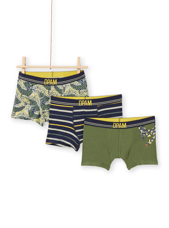 Boy's 3 sortierte Boxershorts MEGOBOXKAKI / 21WH12B3BOX705