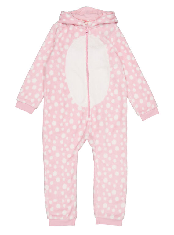 Überpyjama rosa Bambi mit Kapuze aus weicher Boa Kind Mädchen GEFASURBI / 19WH11N2D4FD301