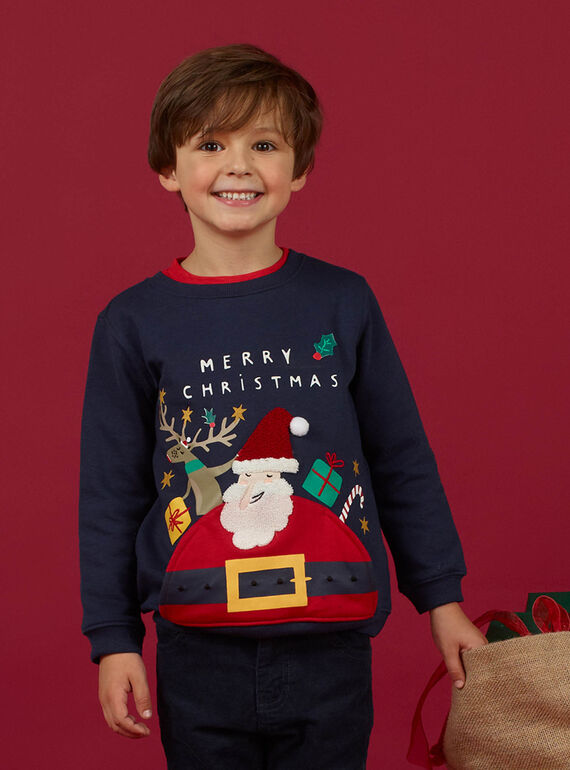 Marineblauer Weihnachtspulli für Jungen MONOSWE / 21W902Q1SWE705