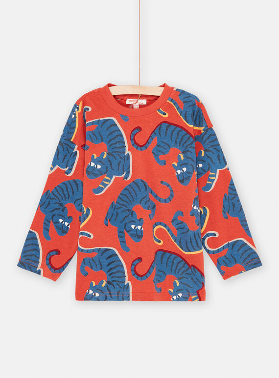 Jungen T-Shirt mit Panther-Print, ziegelrot und blau SOFORTEE5 / 23W902K3TML506