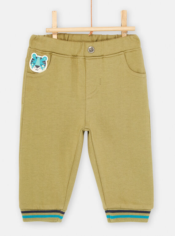 Kiwi-grüne Hose mit Tiermotiven für Baby-Jungen SUDUPAN1 / 23WG10P1PAN617