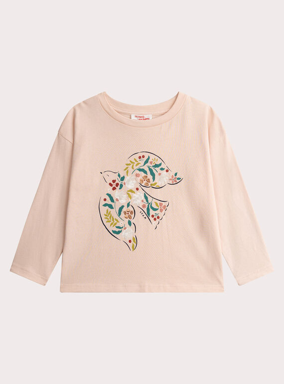 Puderrosa T-Shirt Animation Irondelle für Mädchen  VAKLITEE2 / 24W90142TMLD319