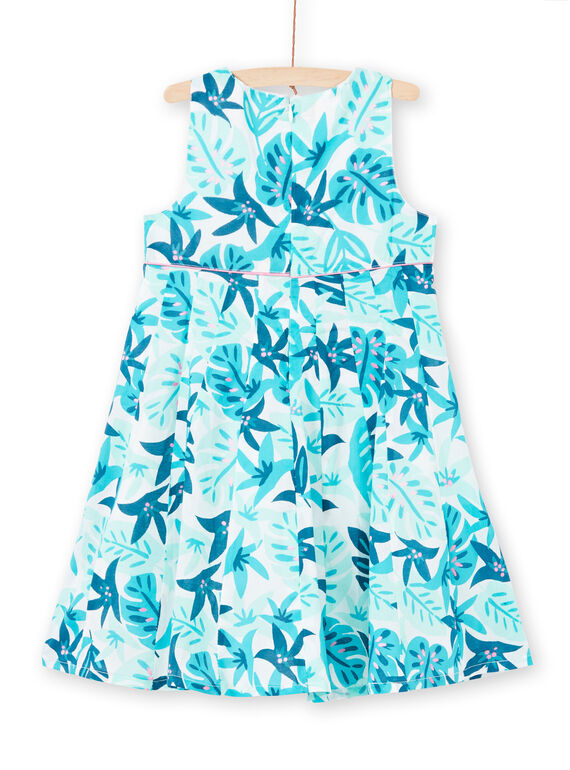 Baby Mädchen Weiß und Blau Foliage Print Kleid LAVEROB3 / 21S901Q1ROB001