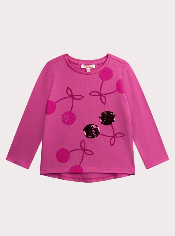 Rosa T-Shirt mit Kirsche-Print für Mädchen  VAJOYTEE4 / 24W901I2TML030