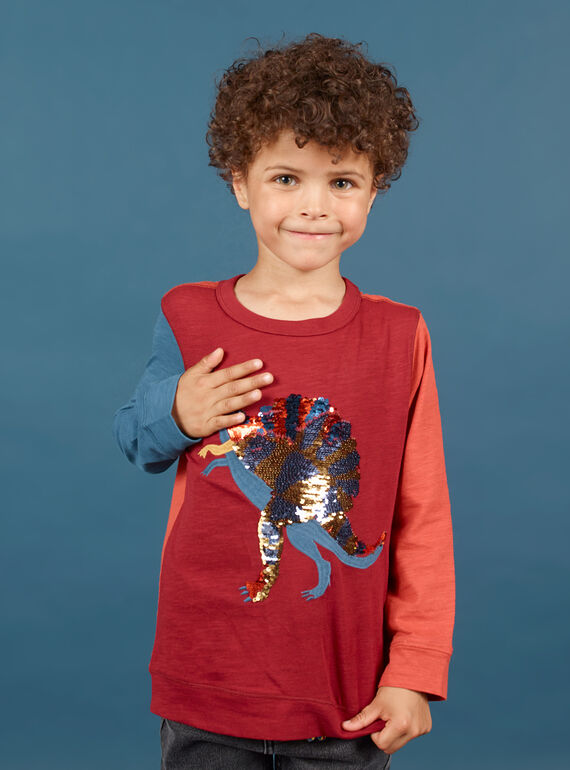 Jungen-T-Shirt in Rot und Marineblau MOPATEE3 / 21W902H1TML719