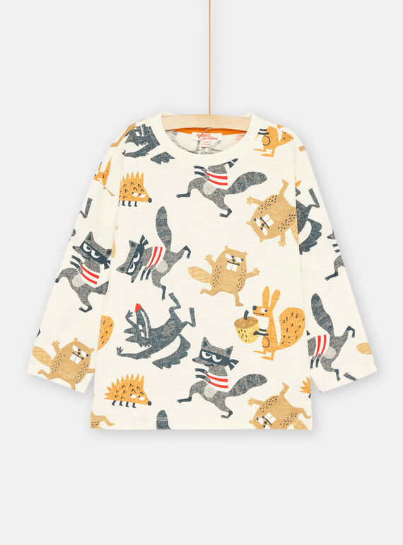 Cremeweißes und braunes T-Shirt mit Animal-Print SOLOTEE2 / 23W902R2TMLA002