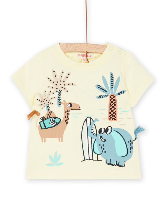 Blassgelbes T-Shirt mit Animalprint RUEXOTI3 / 23SG10V3TMC103