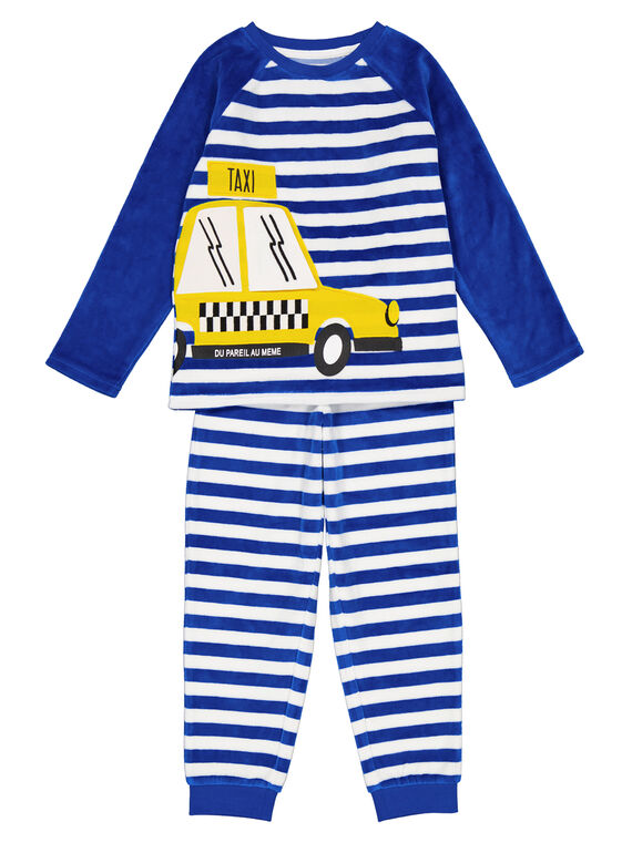 Gestreifter blauer Samtpyjamas für Kinder  Jungen GEGOPYJRAY / 19WH12N9PYJ217