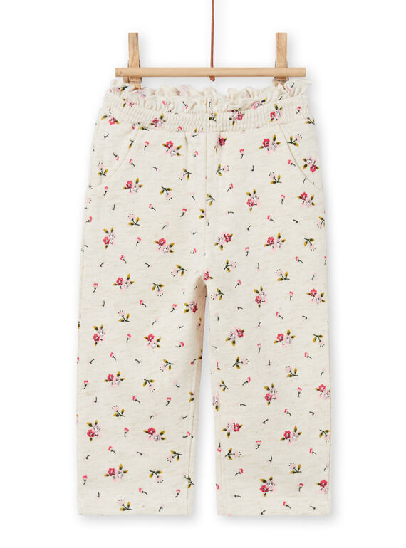 Beigefarbener Jogginganzug für Baby-Mädchen mit Blumendruck MIKABAJOG / 21WG09I1JGBA011