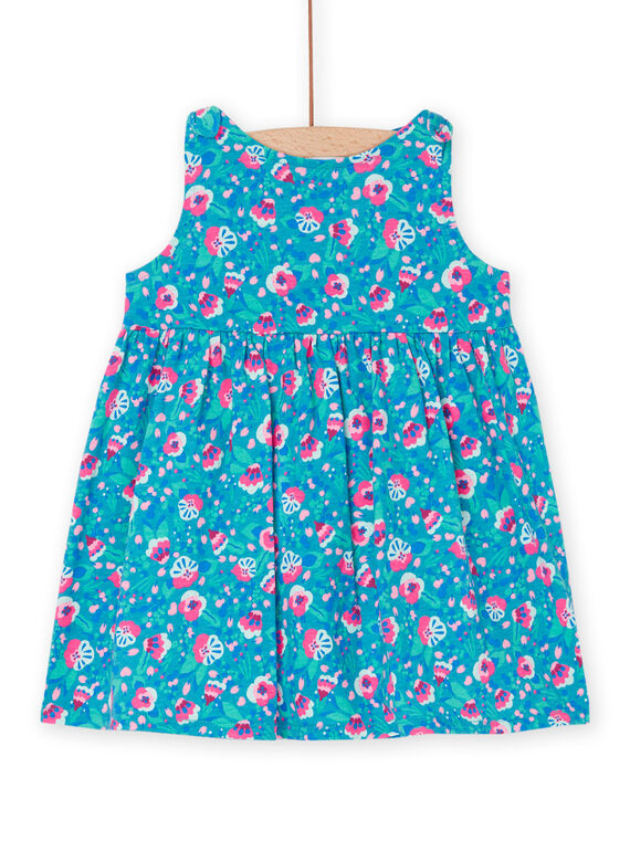 Türkisfarbenes Kleid mit Blumenmuster RIPLAROB2 / 23SG09P3ROBC217