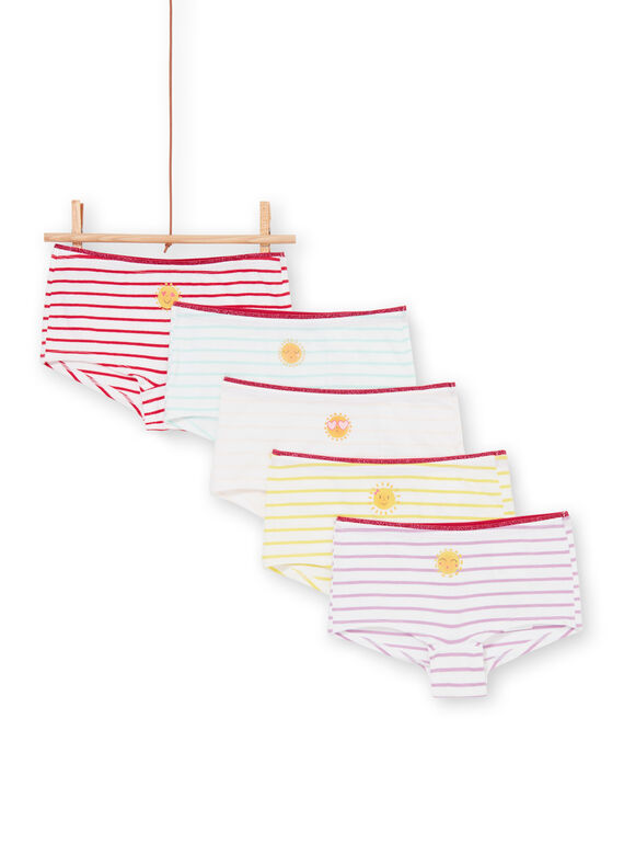 5er-Set rot, weiß und gelb gestreifte Shorts für Kinder und Mädchen LEFAHOTSEM / 21SH1125SHY000