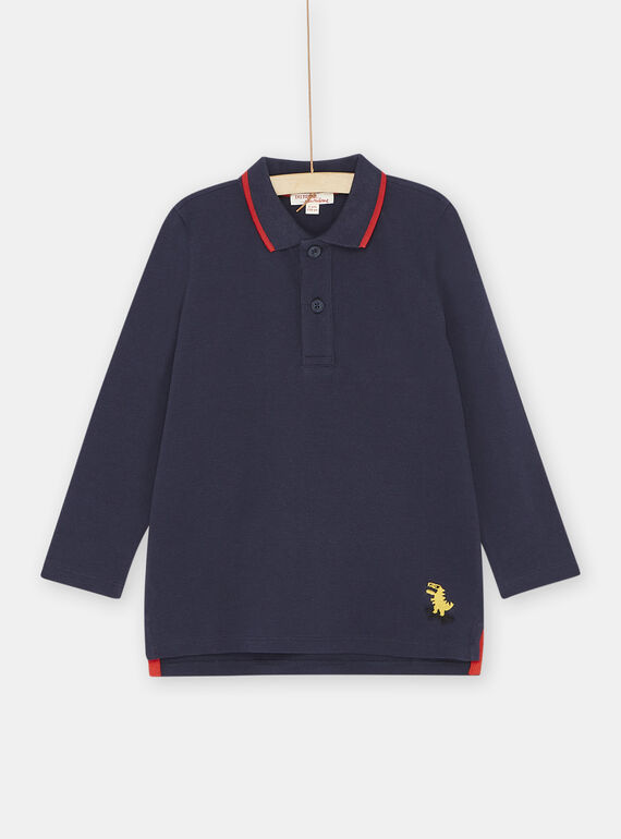 Polo-Shirt in Marineblau mit Dinosaurier-Stickerei für Jungen SOJOPOL1 / 23W902B2POL705