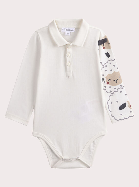 Body für Jungen zur Geburt in Ecru mit Polokragen VOU1BOD5 / 24WF04C1BOD001