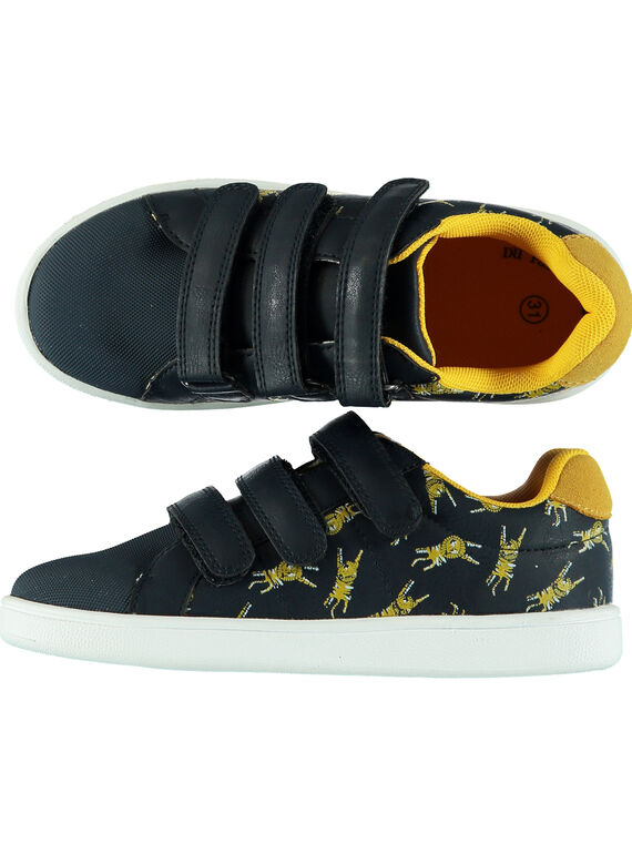 Marineblaue Sneakers mit aufgedrucktem Löwen Kind Jungen GGBASLION / 19WK36I5D3F070
