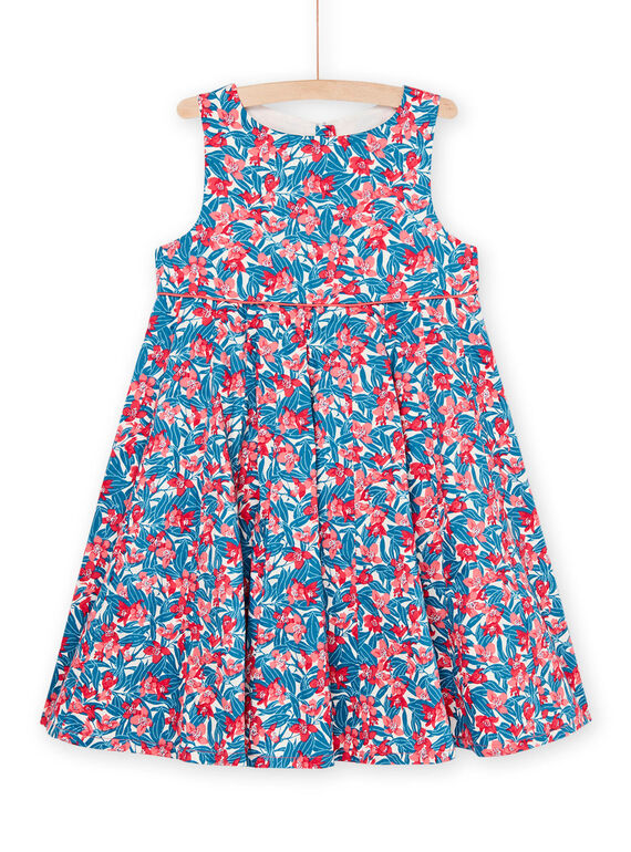 Blaues und rosafarbenes langes Kleid mit Blumenmuster RABLEROB1 / 23S90133ROB001