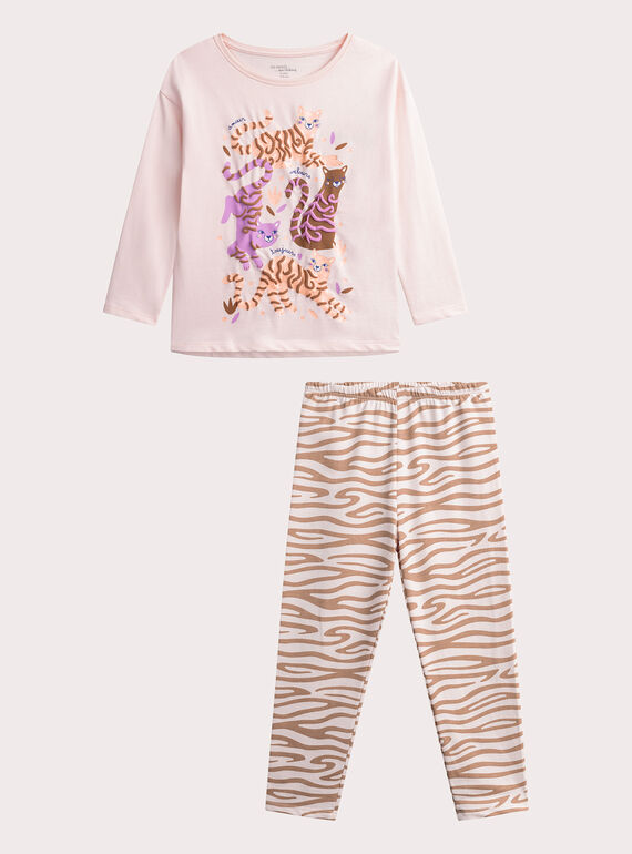 Kinder-Pyjama in Naturweiß für Mädchen WEFAPYJTIG / 25SH1194PYJ114