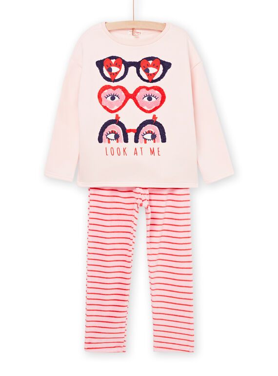 Pyjama-Set aus T-Shirt und Hose aus Samt mit Brillenaufdruck PEFAPYJSUN / 22WH1134PYJ307