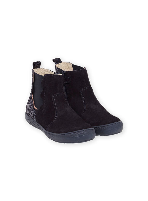 Chelsea Boots aus Spaltleder in Marine mit Fantasiedetails auf der Rückseite PABOOTSTAR / 22XK3581D0D070