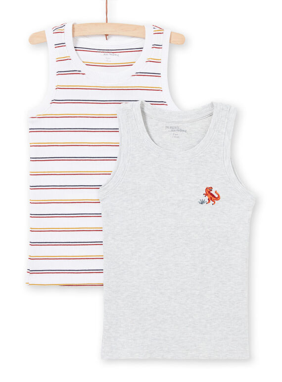 Boy's 2 Weiß und Grau Tank Tops mit passenden Mustern MEGODELDINO / 21WH12B2HLI000