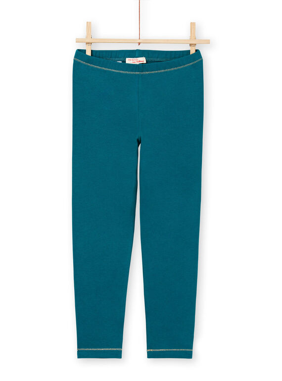 Türkisfarbene Leggings für Baby-Mädchen mit goldenen Details MYAJOLEG4 / 21WI0114CAL714