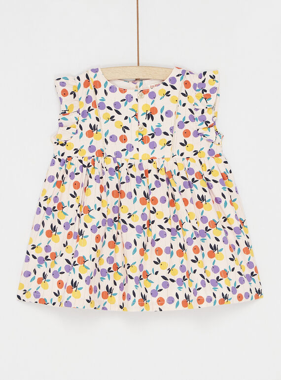 Blassrosa Kleid mit Fruchtprint 