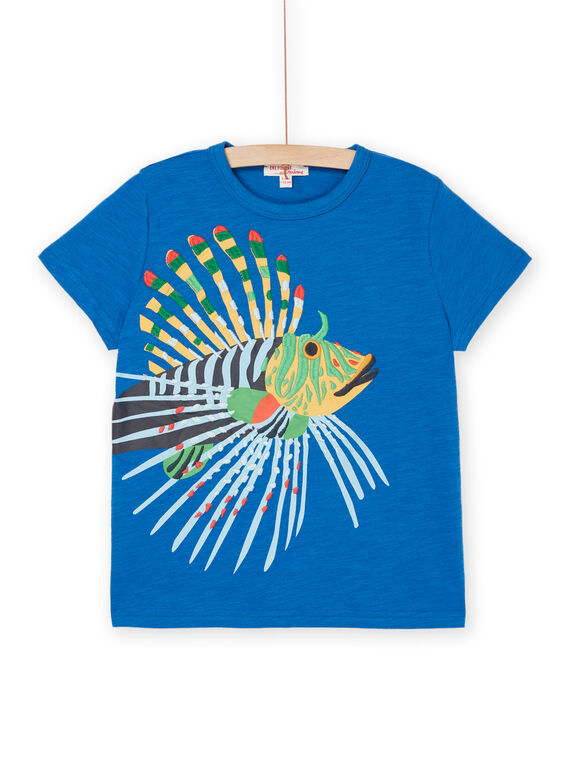 Blaues T-Shirt mit Fisch-Animation ROPOPTI2 / 23S902X1TMC208