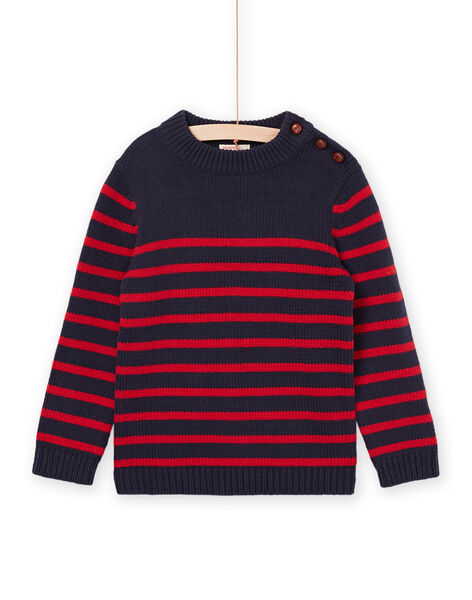 Nachtblauer Pullover mit roten Streifen POJOPUL3 / 22W902D3PUL705