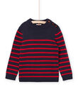 Nachtblauer Pullover mit roten Streifen POJOPUL3 / 22W902D3PUL705