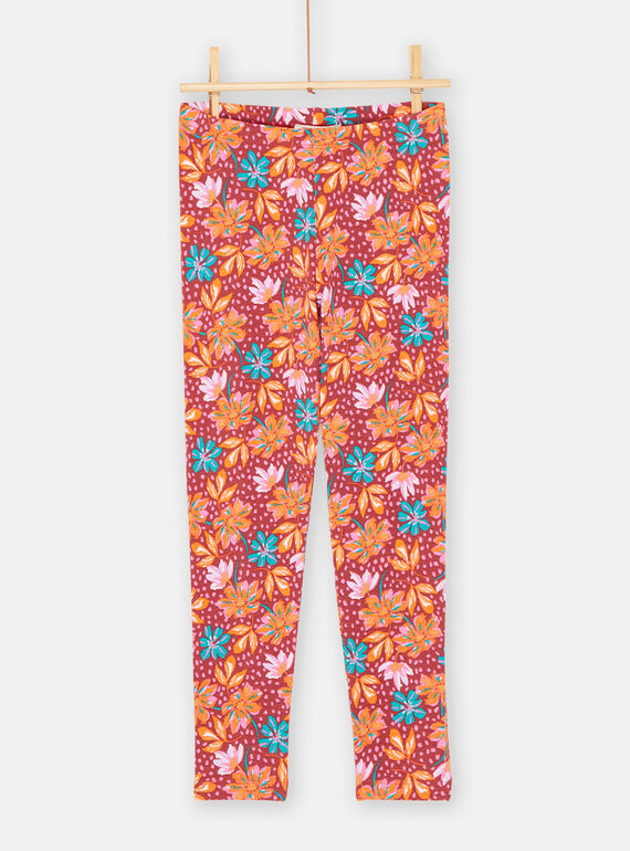 Braune Leggings mit Blumenmuster für Mädchen SYAVERLEG / 23WI01J1CALI806