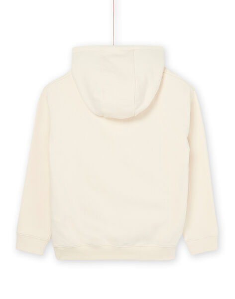 Cremeweißer Kapuzenpullover mit Dinosaurier-Muster ROPURSWE2 / 23S902L1SWEA002