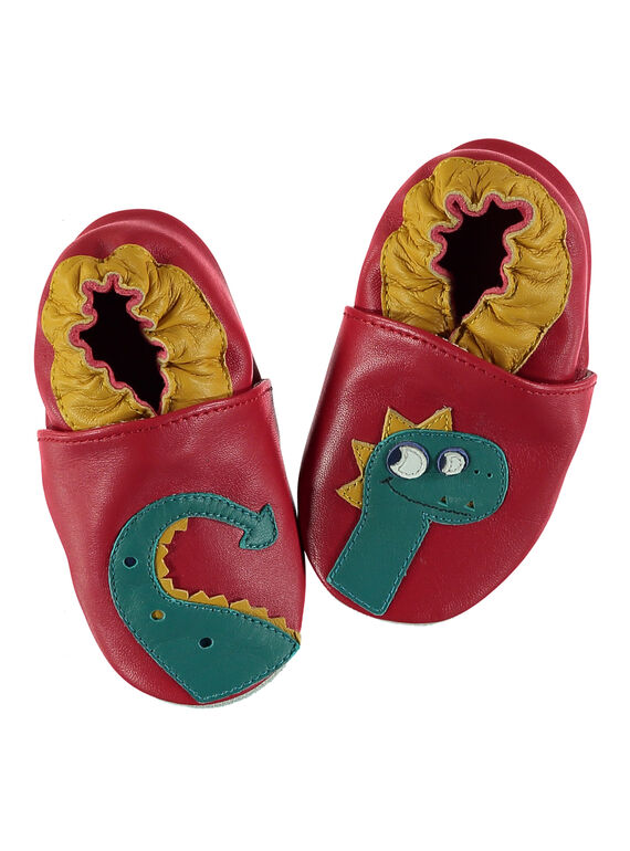Roter weicher Lederslipper Drachenmotiv Baby Junge GNGDRAGON / 19WK38Z3D3S050