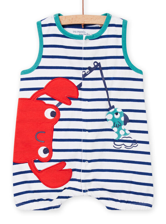 Weiß und blau gestreifter Overall für Baby Junge NEGAGRECRA / 22SH14H6GRE000
