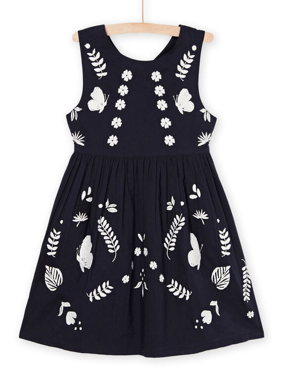 Schwarzes Kleid mit Stickerei 