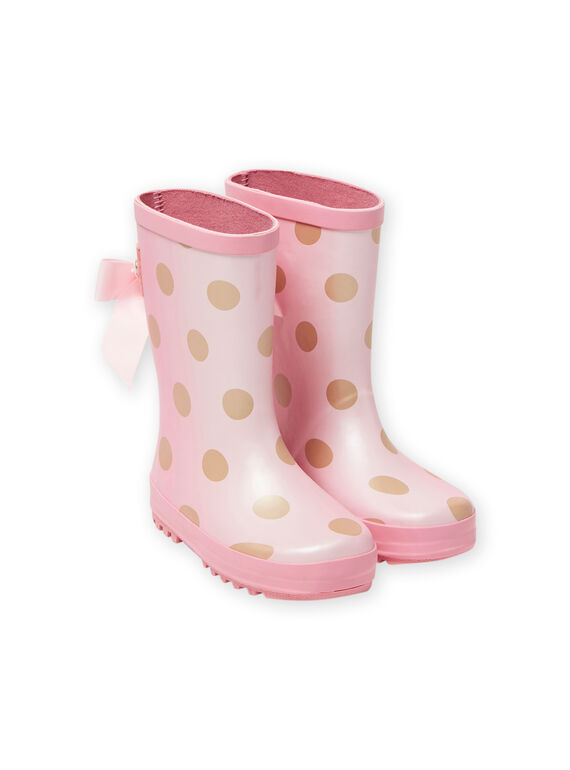 Rosa Regenstiefel mit goldenen Punkten Kind Mädchen MAPLUIPOIS / 21XK3514D0C321