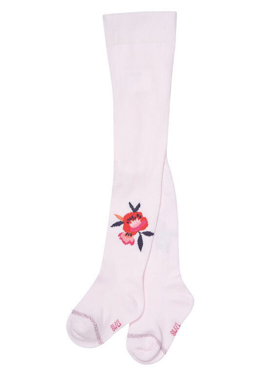 Zartrosa Baby-Strumpfhose für Mädchen mit Blumenmuster an der Seite JYIVICOL1 / 20SI09D1COLD310