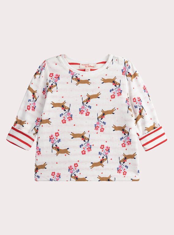 Wendbares T-Shirt in Naturweiß für Baby-Mädchen WIKATEE / 25SG0931TMLA001