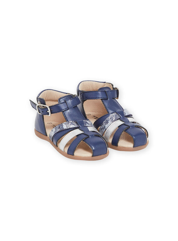 Marineblaue Sandalen aus Leder RISANDBLUE / 23KK3766D0E070