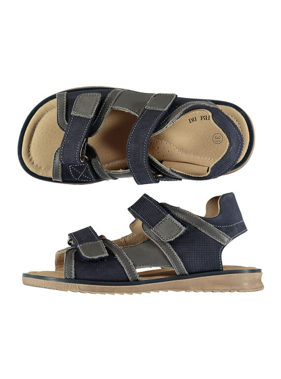 Zweifarbige Sandalen aus Leder für draußen Jungen FGSANDBOY / 19SK36C3D0E070