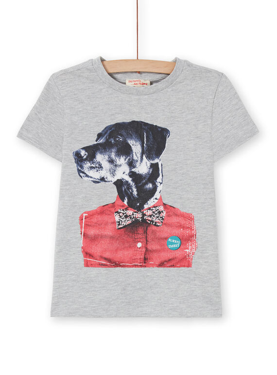 Grau meliertes T-Shirt - kurze Ärmel - Kind Junge LOJOTI2 / 21S90233TMCJ922