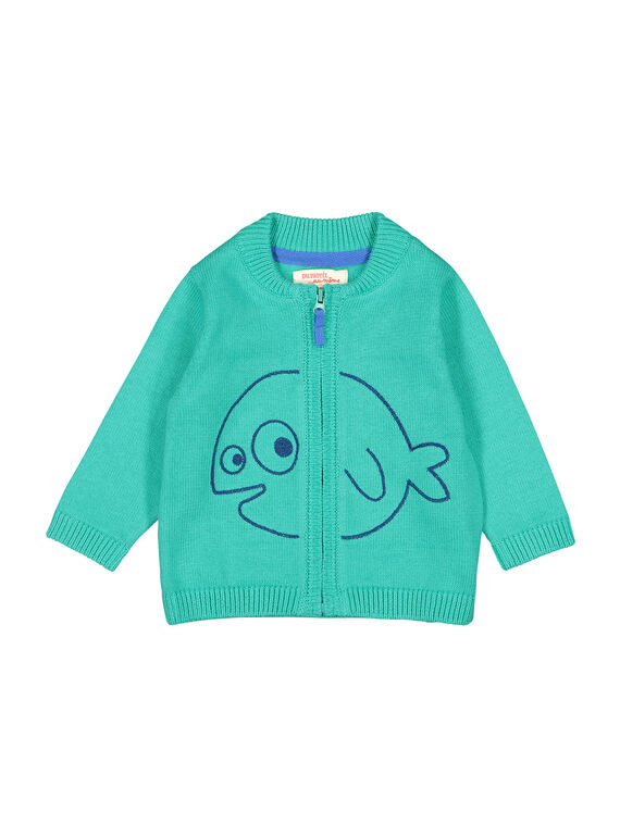 Grüne Baby-Strickweste mit Reißverschluss für Jungen FUJOGIL4 / 19SG1034GIL210
