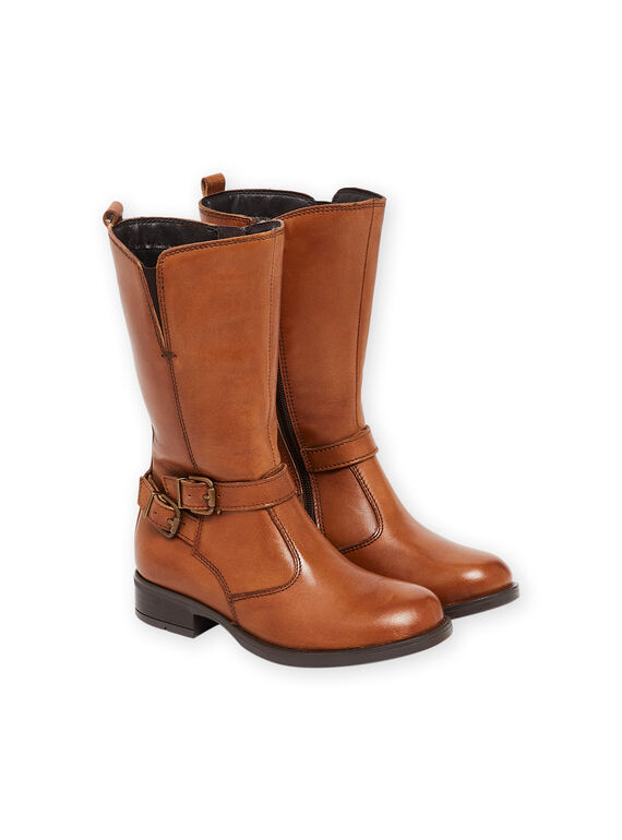 Reiterstiefel mit Riemen aus Glattleder PABOTTCAMEL / 22XK3591D3W804