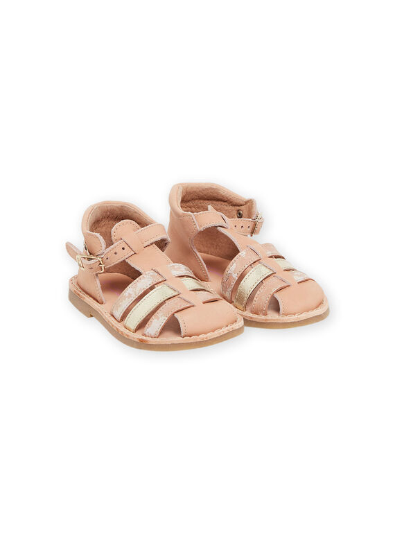 Korallenrote Sandalen aus Leder RISANDCORAIL / 23KK3762D0E415