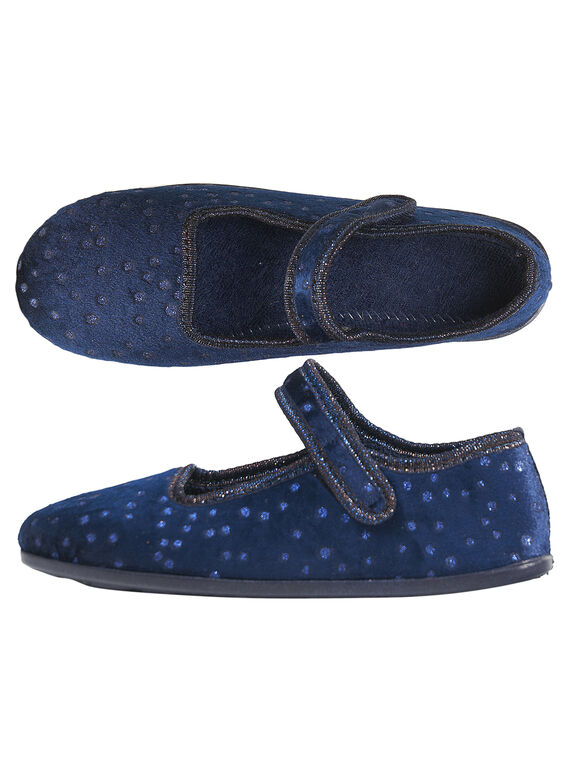 In Frankreich hergestellte Hausschuhe Glitzersamt marineblau Kind Mädchen GFBALPOIS / 19WK35Z6D07070
