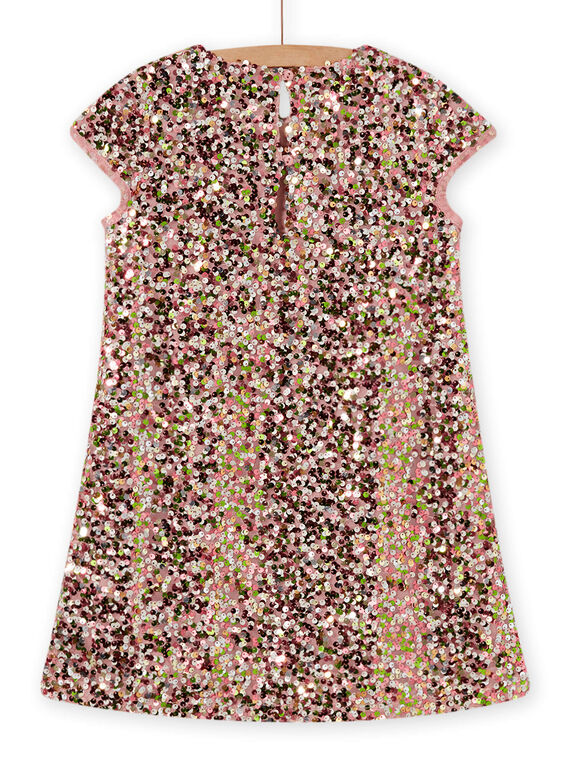 Rosa Kleid mit Pailletten Kind Mädchen MANOROB2 / 21W901Q2ROB303