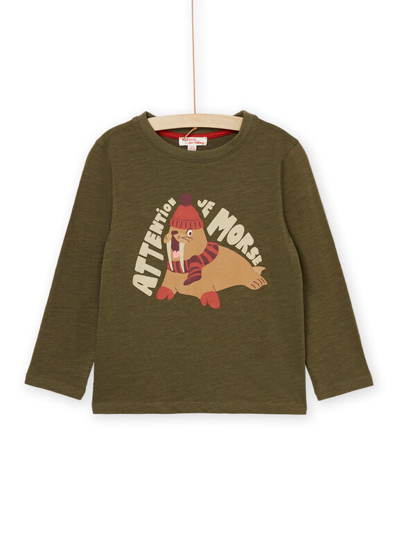 T-Shirt mit khakifarbenem Walross-Muster POJOTEE6 / 22W902C1TML609